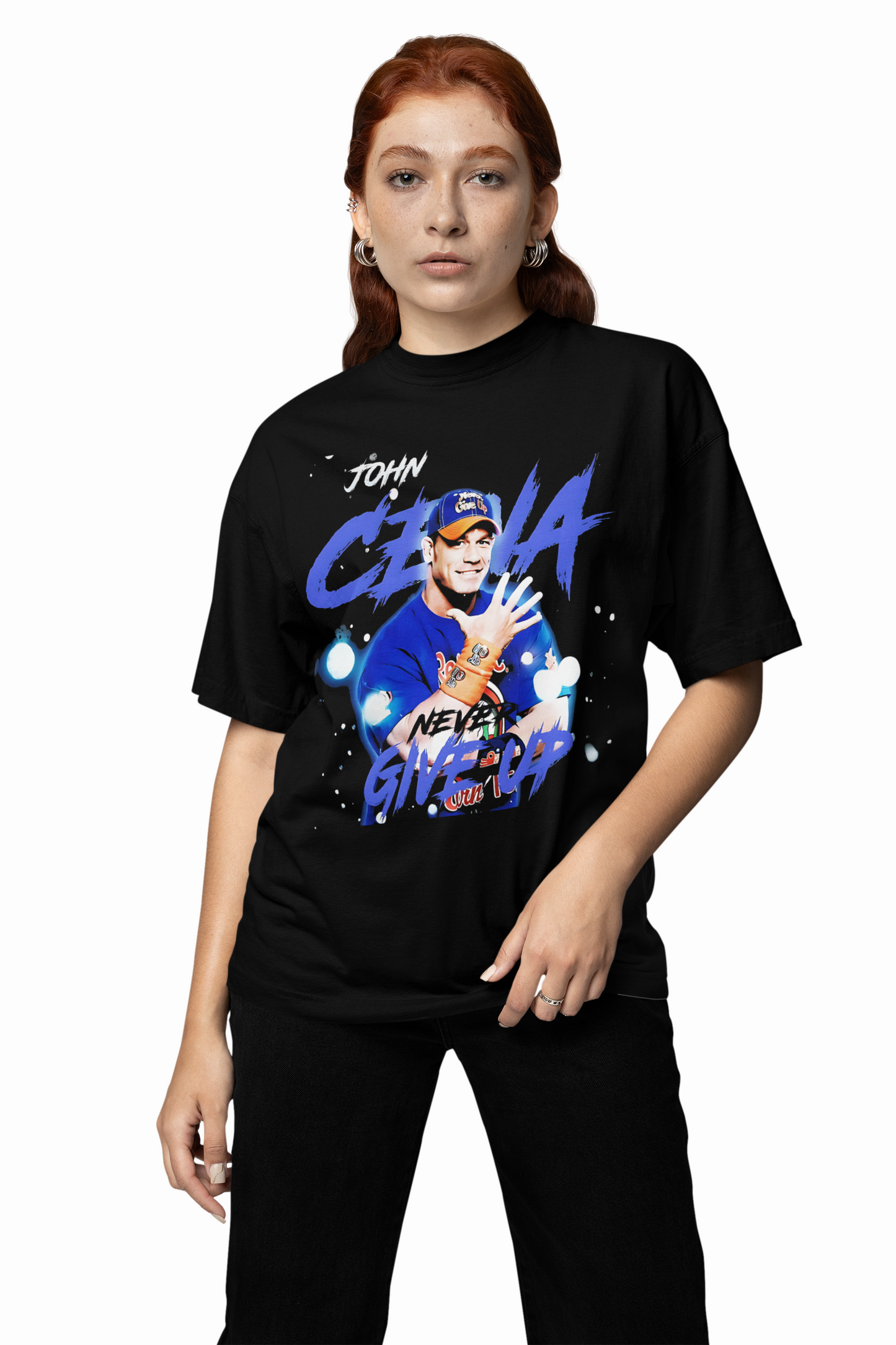 John Cena Never Give Up Oversized T-Shirts Iconic WWE Style