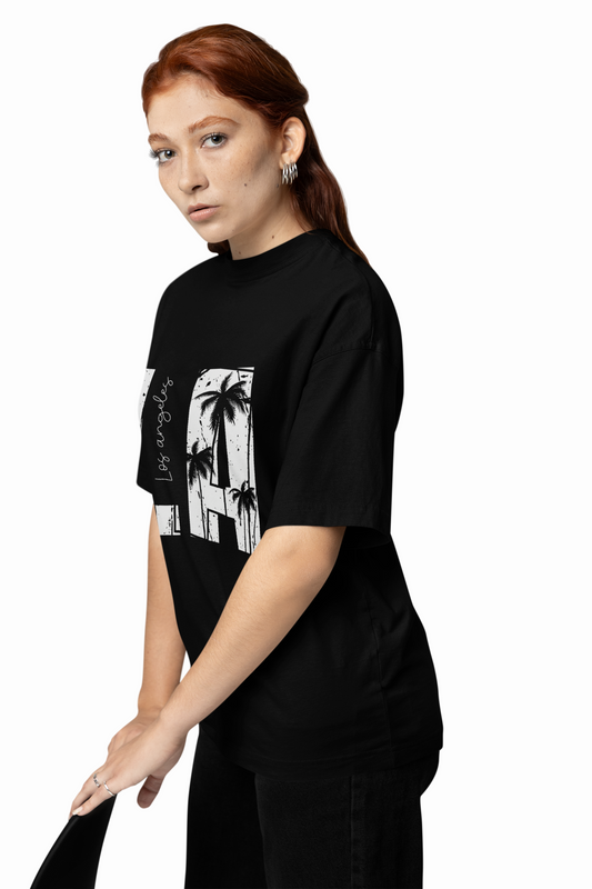 LA Oversized T-Shirts Casual Wear Graphic Tee Unisex