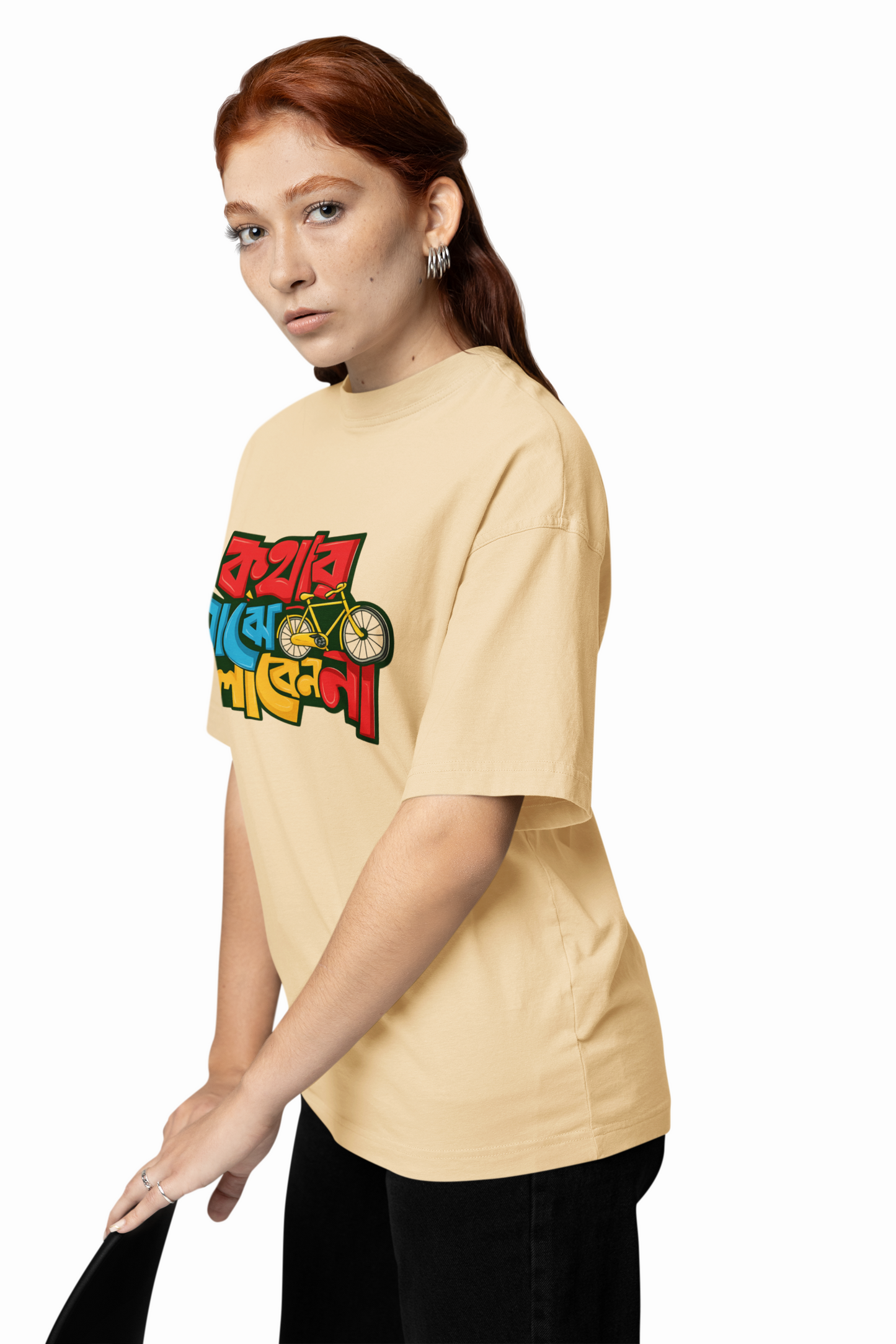 Bengali Line Oversized T-Shirts Bold Typography Streetwear