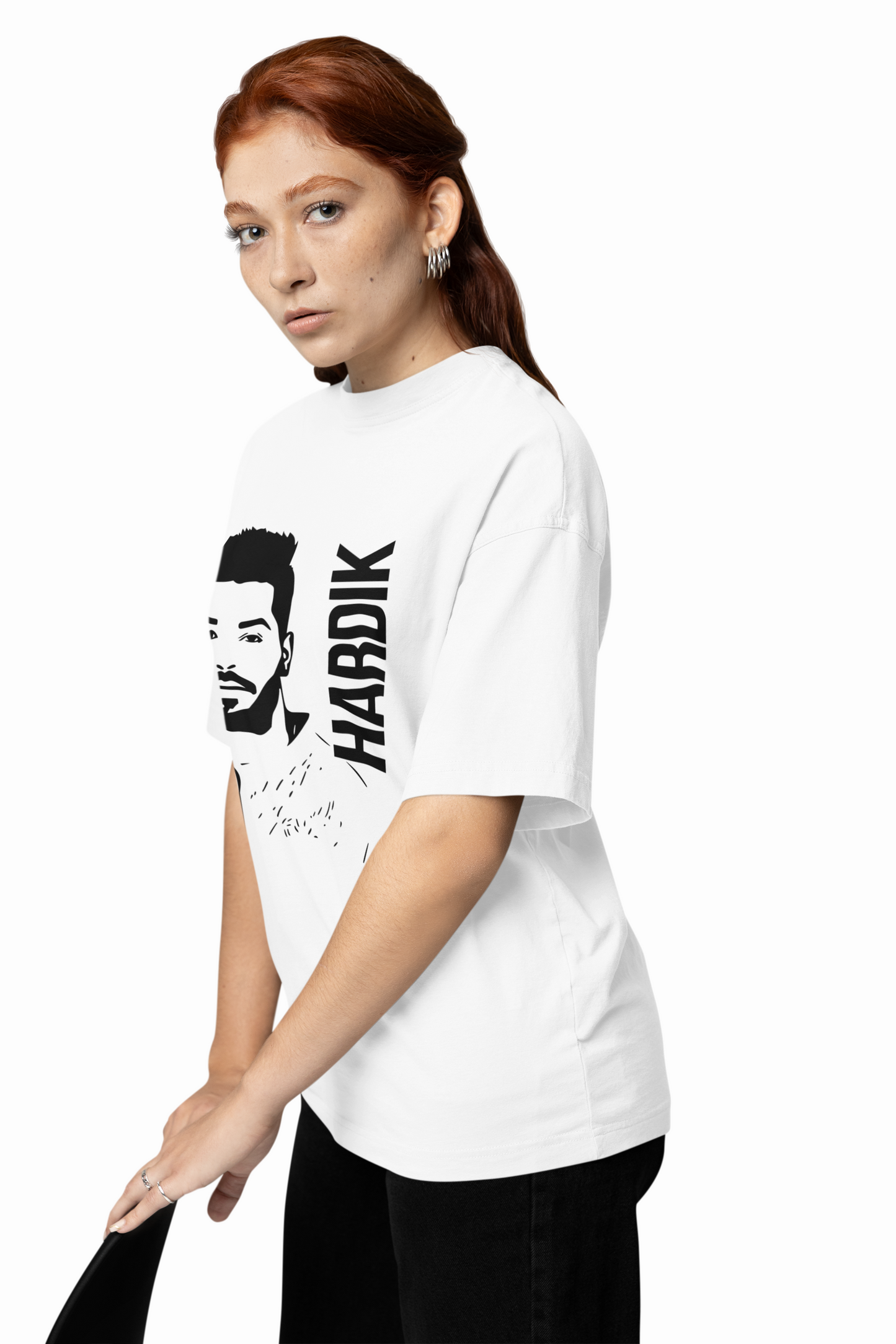 Hardikpandya Portrait Oversized T-Shirts