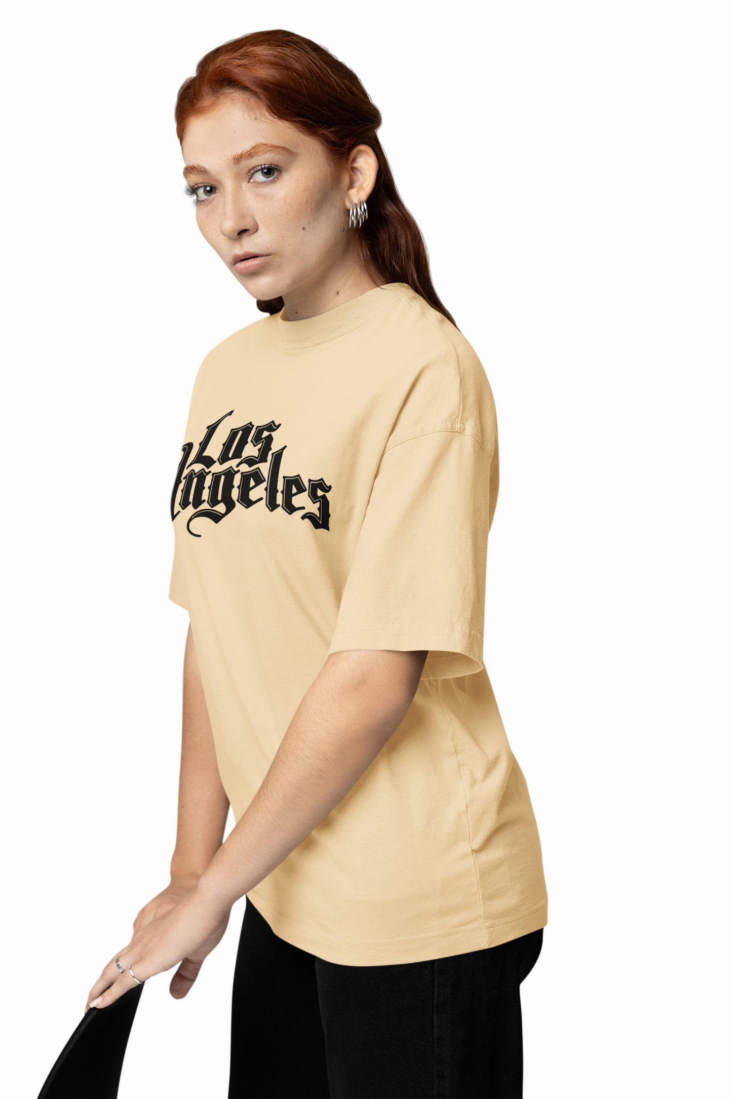 La Angeles Text Oversized T-Shirts