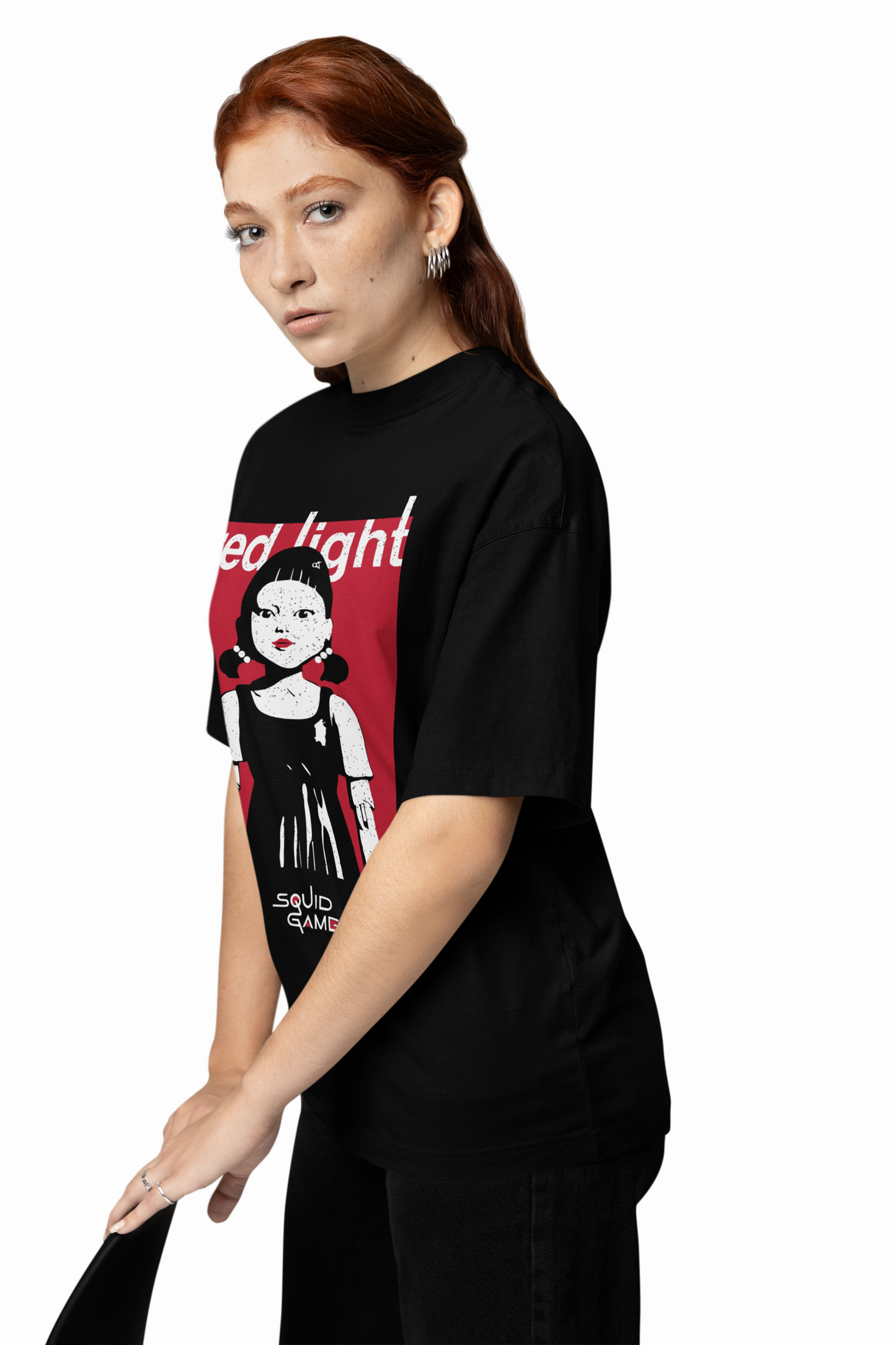 Oversized T-Shirt Red Light Black Streetwear Style Tee
