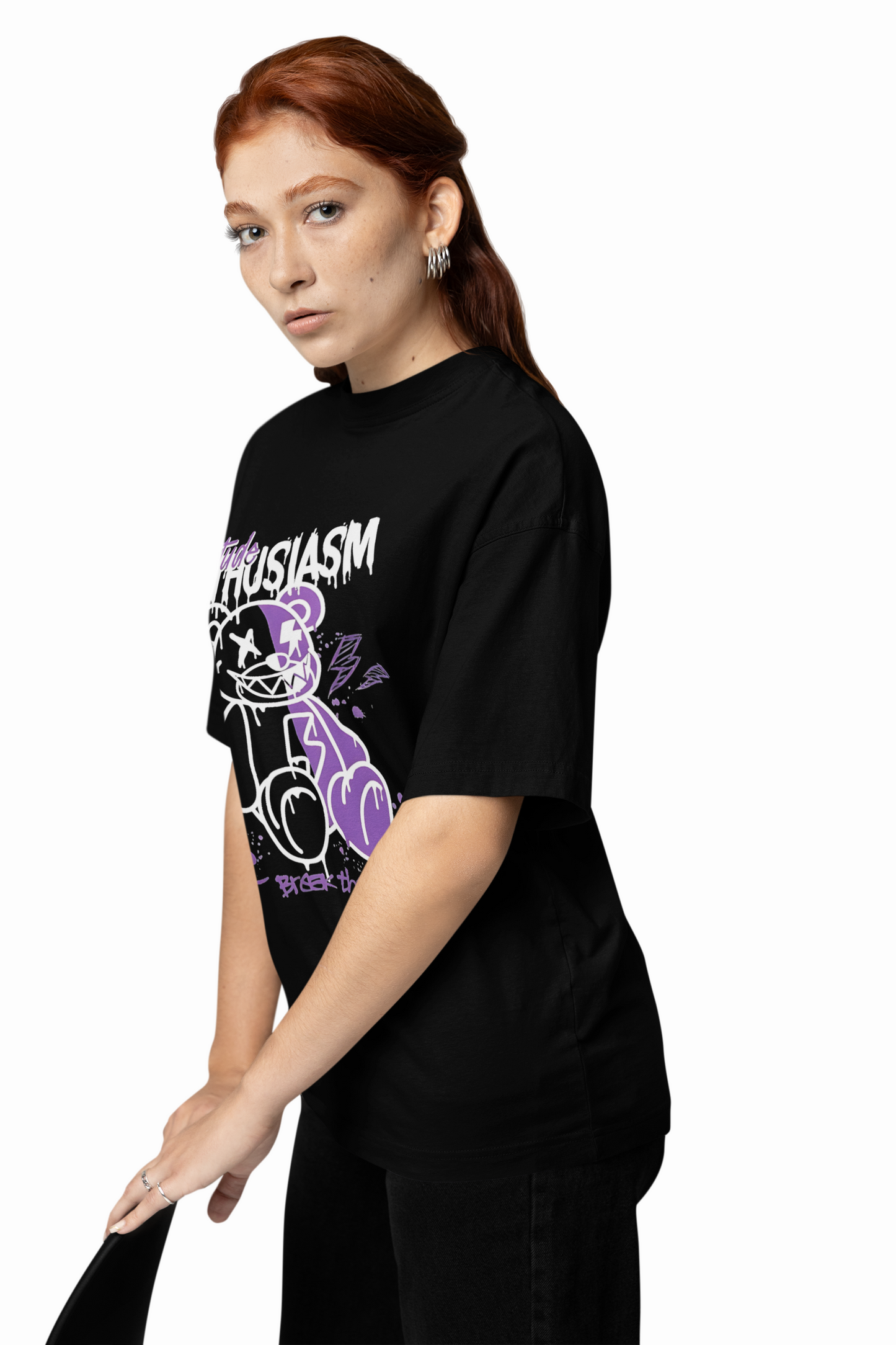 Enthusiasm Bear Oversized T Shirts Trendy Casual Wear
