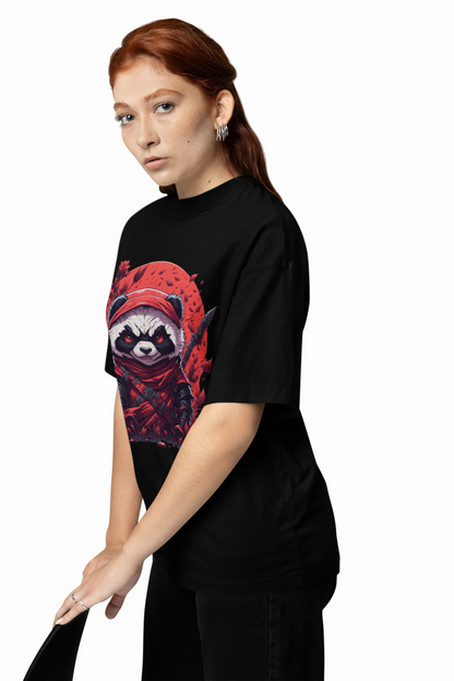 Warrior Panda Black Oversized T-Shirt Unisex Daily Tee