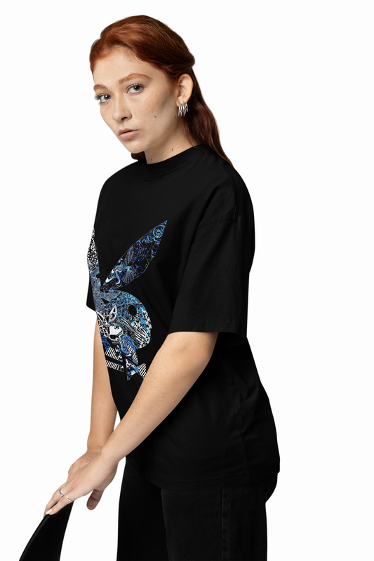 Playboy Iconic Print Black Oversized T-Shirt – Bold Streetwear