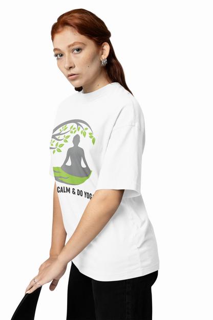 Keep Calm Oversized Yoga T-Shirt Relaxed Mindful Streetwear