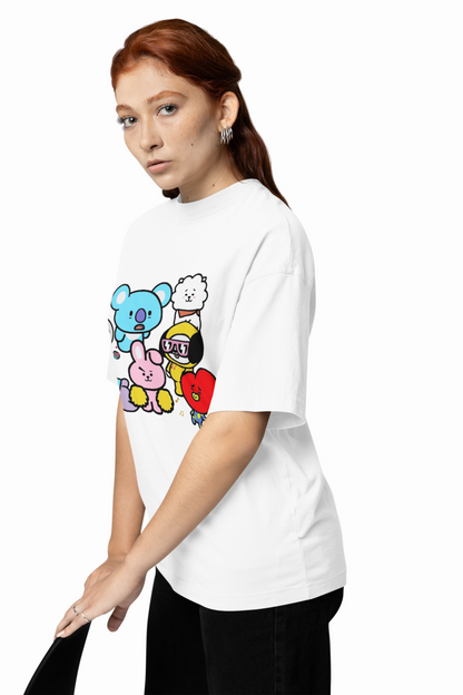 Cute Cartoon Oversized T-Shirt Playful Style Comfort