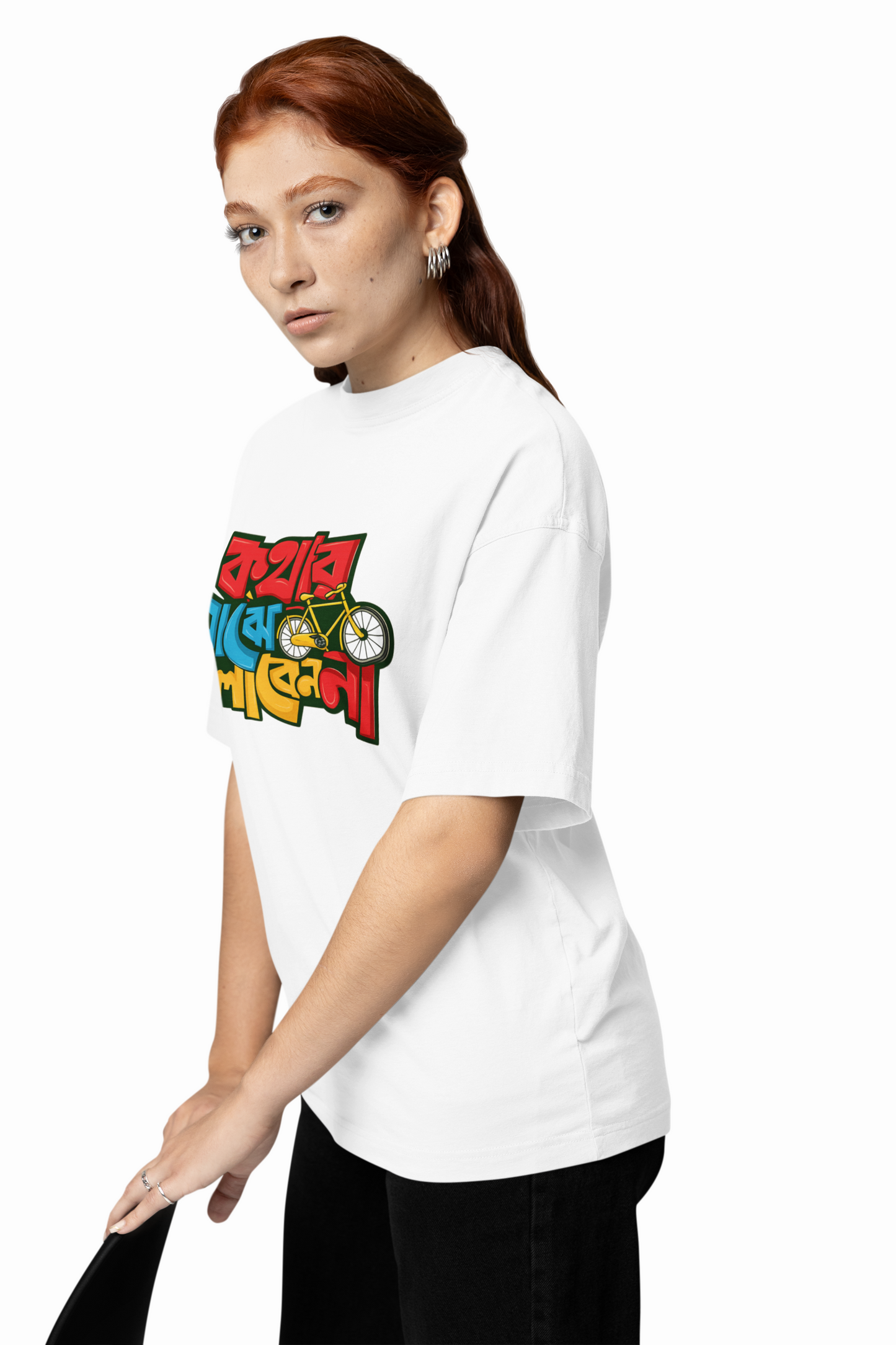 Bengali Line Oversized T-Shirts Bold Typography Streetwear