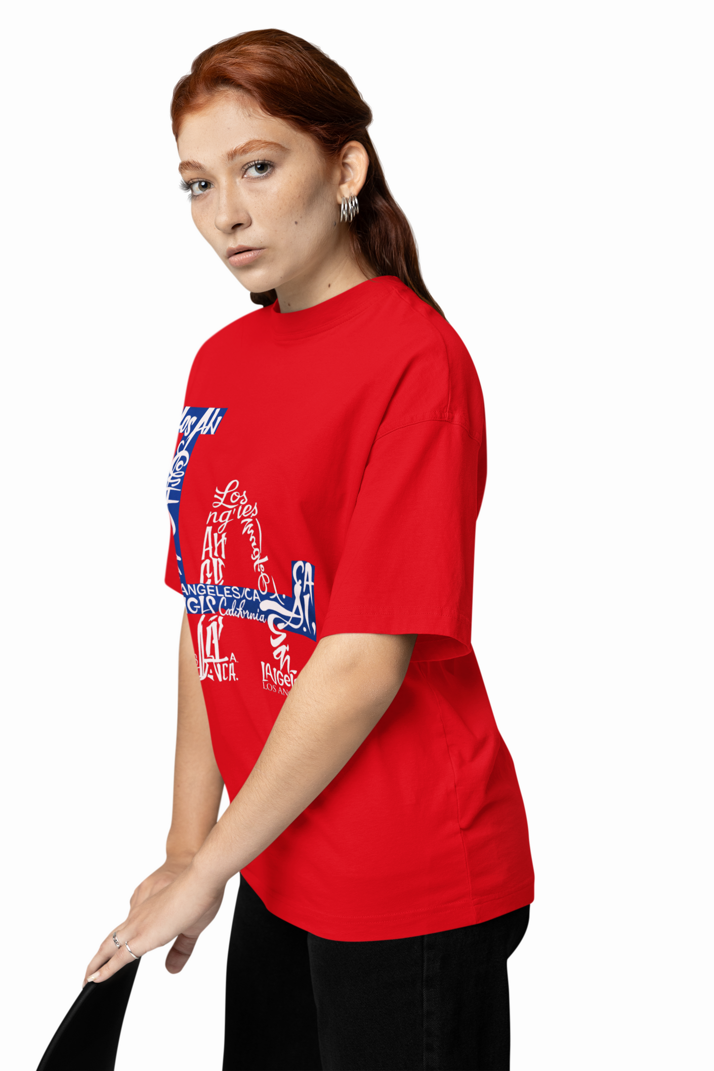 LA Red Oversized T-Shirts Stylish Casual Graphic Wear