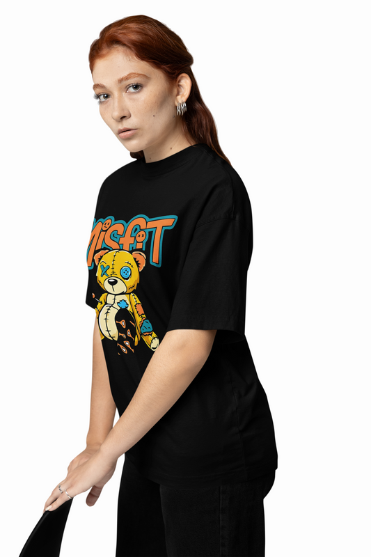 Misfit Bear Oversized T-Shirts Edgy Graphic Streetwear Style