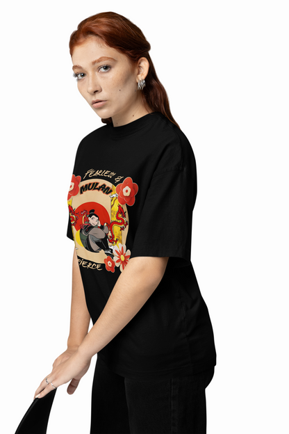 Princess Mulan Oversized T-Shirt Black Cotton Streetwear