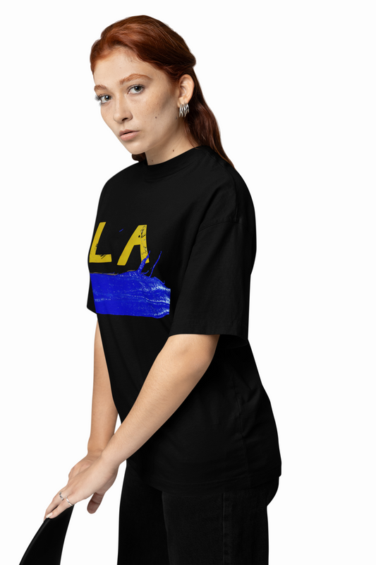 LA Black Oversized T-Shirt Stylish Casual Graphic Wear