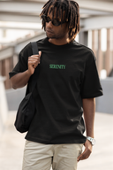 Serenity Half Sleeve Black Oversized T-Shirt for Men by Hello Swanky