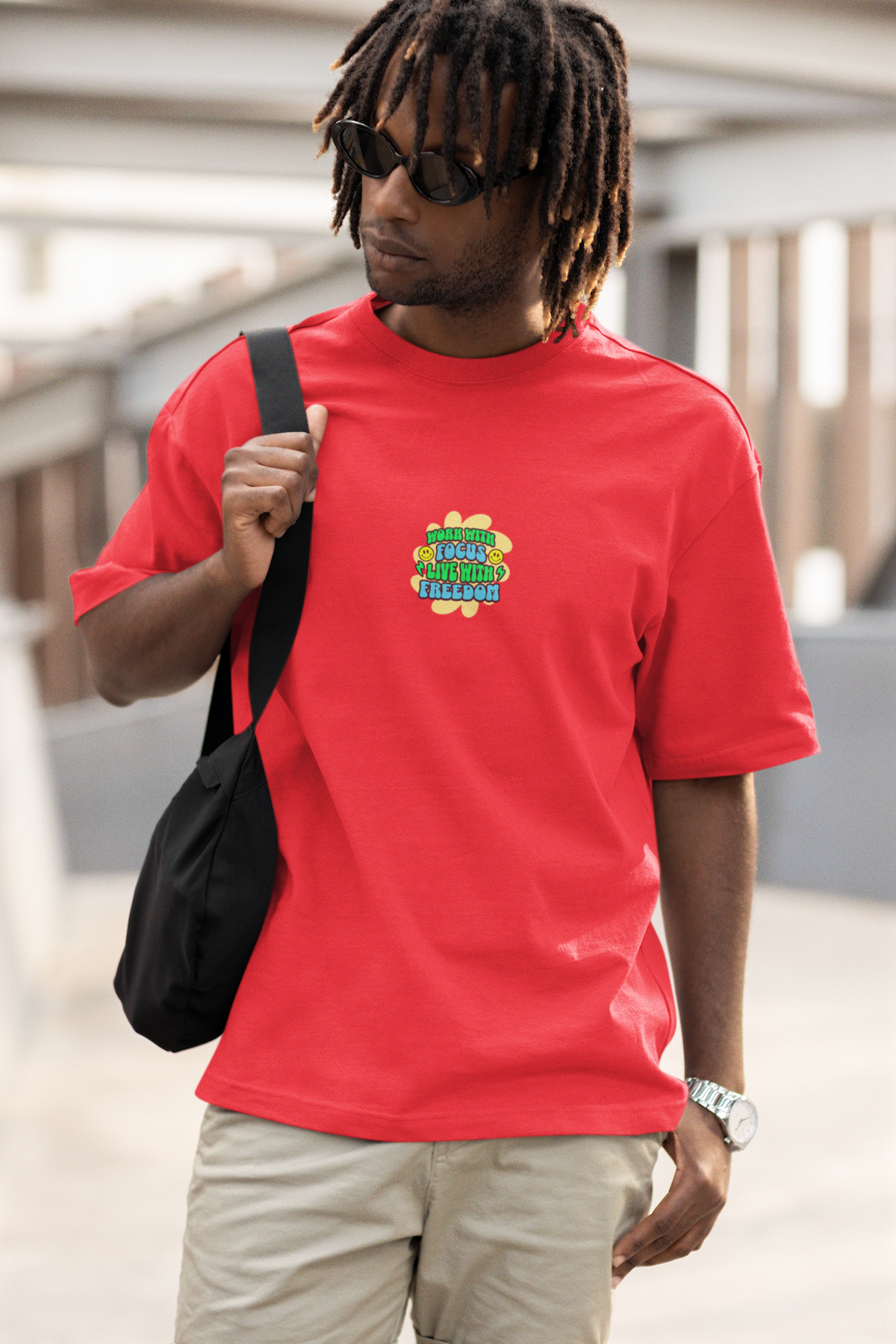 Live With Freedom Unisex Red Oversized T-Shirt