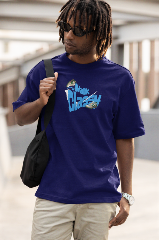 Classy Walk Unisex Navy Blue Oversized T-Shirt – Stylish Wear