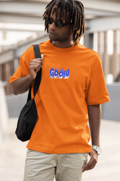 Stay Wild Fish Graphic Orange Unisex Oversized Tee for Casual Wear