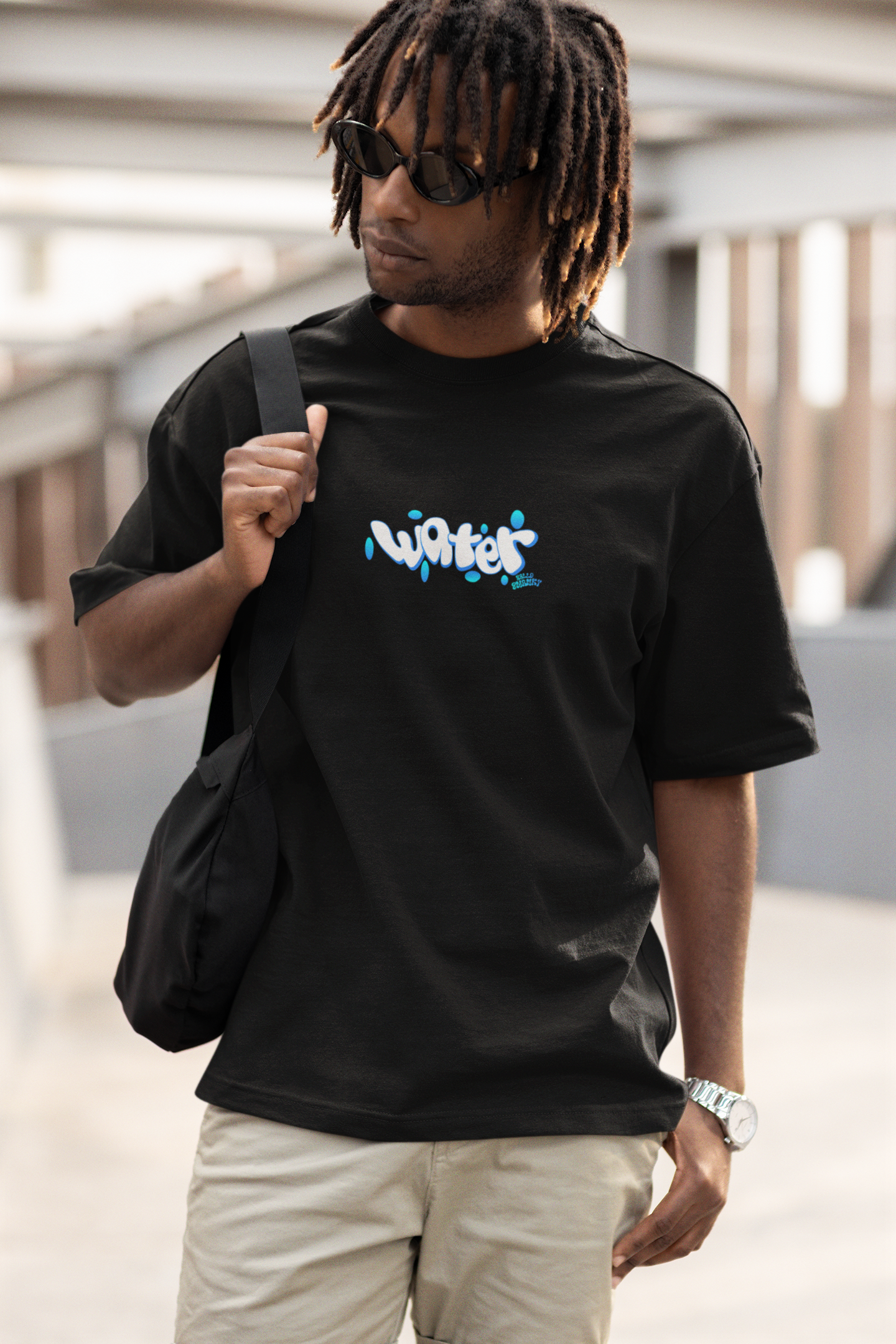 Feel the flow unisex black oversized t-shirt - s