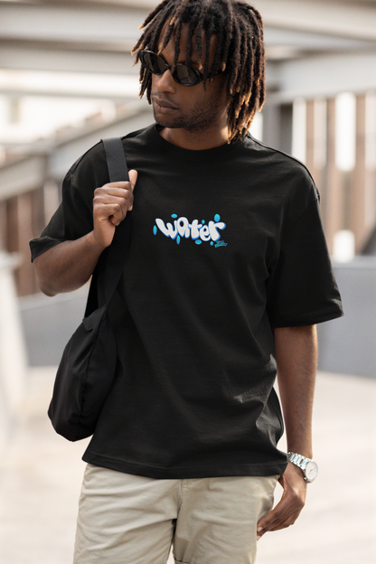 Feel the flow unisex black oversized t-shirt - s