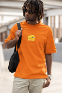 Cozy Wavy Half Sleeve Orange Oversized T-Shirt for Men by Hello Swanky