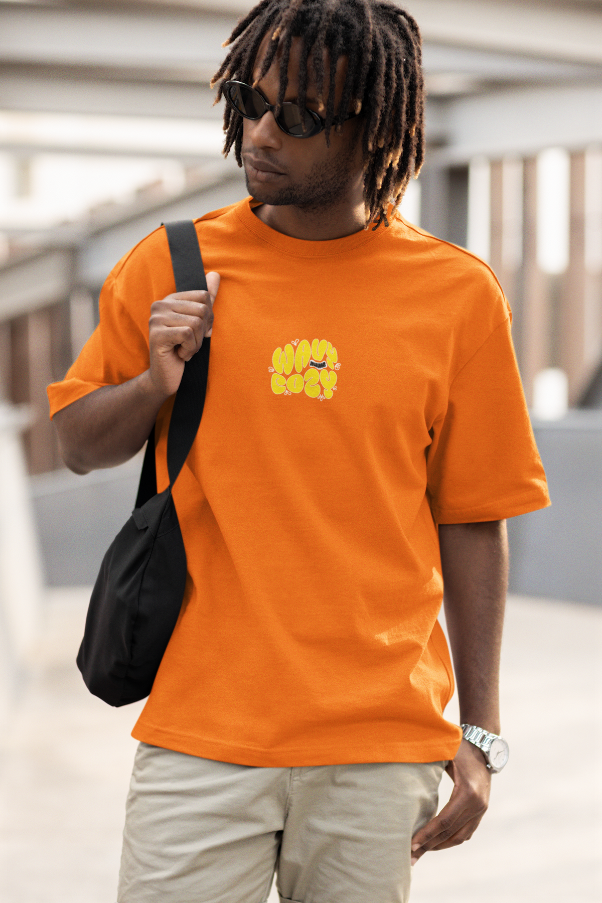 Cozy Wavy Unisex Orange Oversized T-Shirt