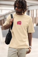 Cozy Wavy Half Sleeve Beige Oversized T-Shirt for Men by Hello Swanky