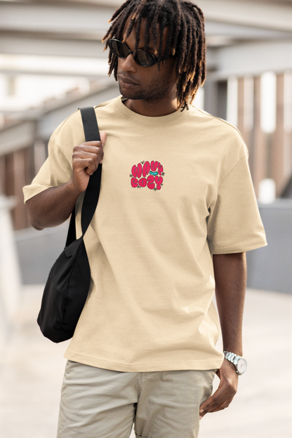 Cozy Wavy Unisex Beige Oversized T-Shirt Relaxed Streetwear