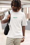 Serenity Half Sleeve White Oversized T-Shirt for Men by Hello Swanky