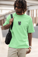 Angry Reven Half Sleeve Saga Green Oversized T-Shirt for Men by Hello Swanky