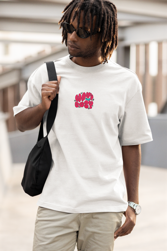 Cozy Wavy Unisex White Oversized T-Shirt Relaxed Streetwear