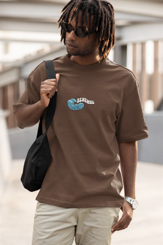 Waves bring renewal unisex brown oversized t-shirt - s
