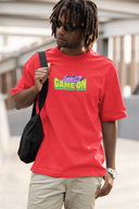 Game On Half Sleeve Red Oversized T-Shirt for Men by Hello Swanky