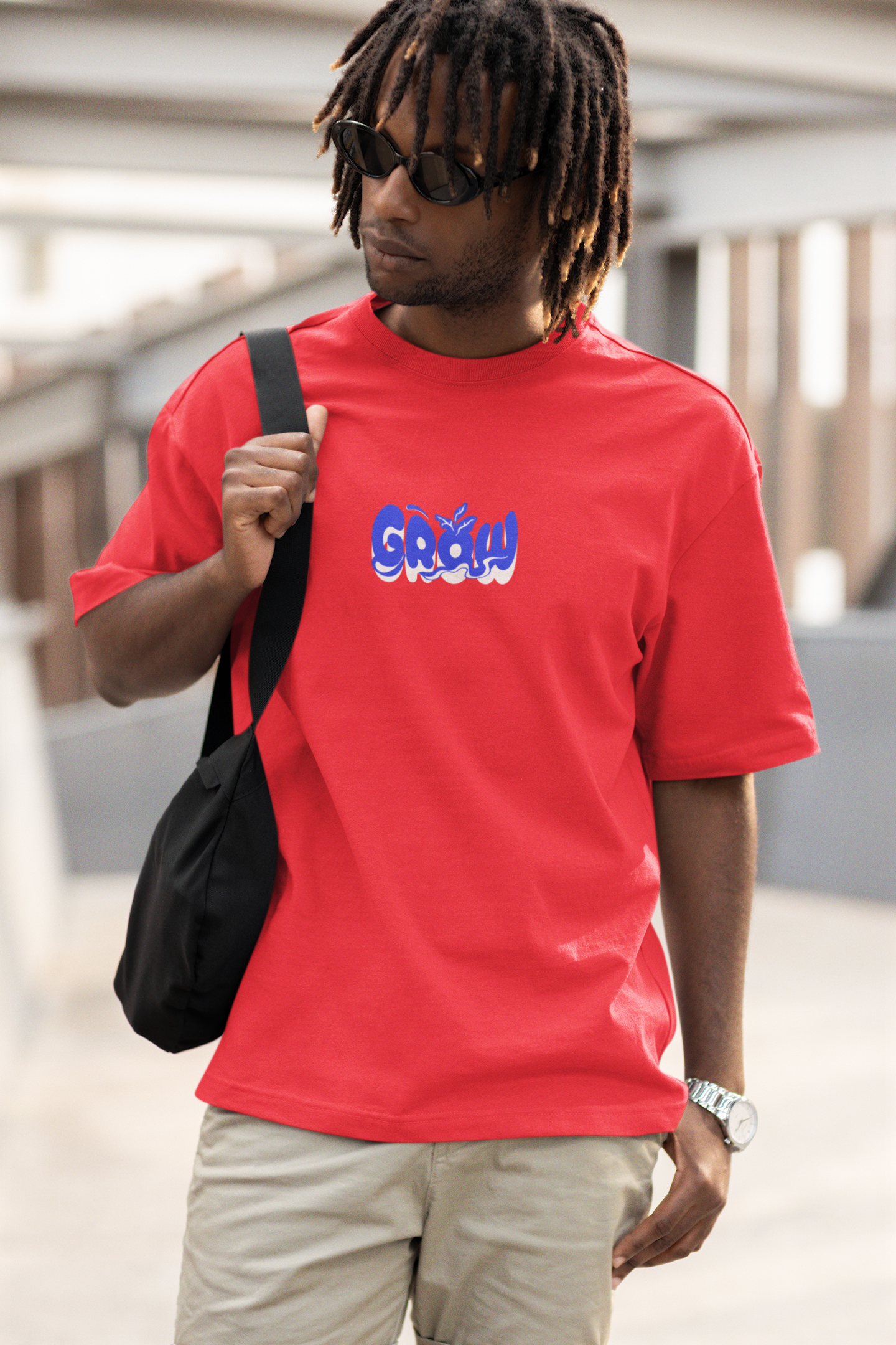 Stay Wild Fish Graphic Red Unisex Oversized T-Shirt Online Now