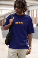 Rabel Half Sleeve Navy Blue Oversized T-Shirt for Men by Hello Swanky