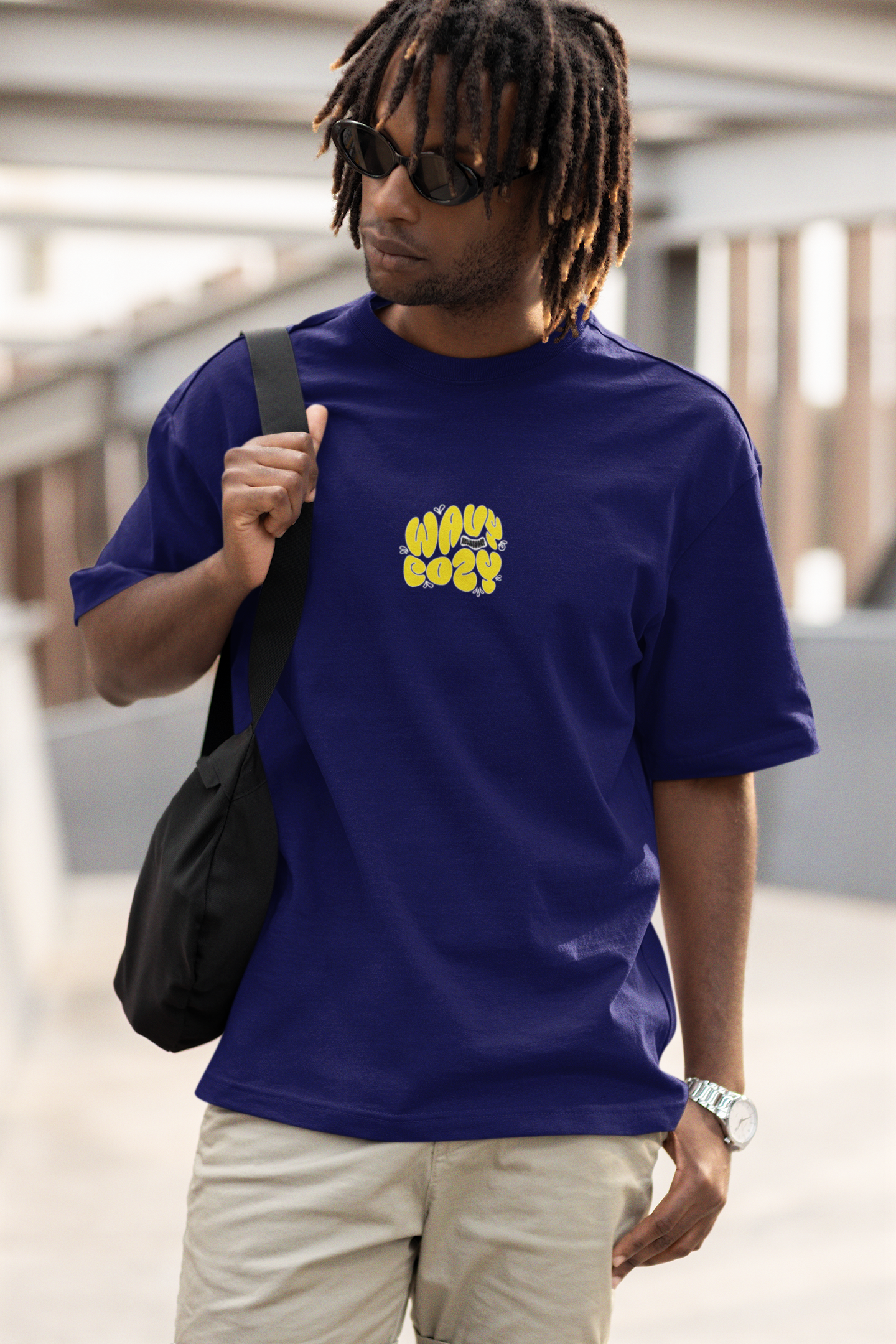 Cozy Wavy Unisex Navy Blue Oversized T-Shirt