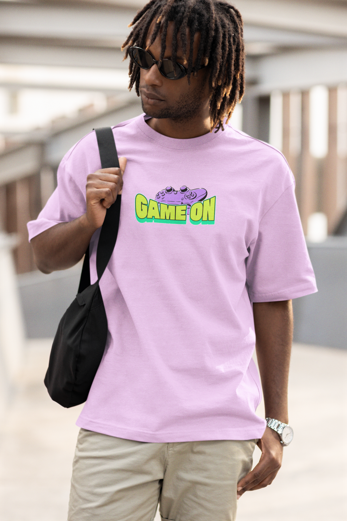 Game On Unisex Lavender Oversized T-Shirt Streetwear Tee