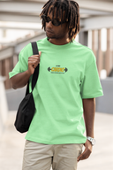 Go Hard Or Go Home Half Sleeve Saga Green Oversized T-Shirt for Men by Hello Swanky