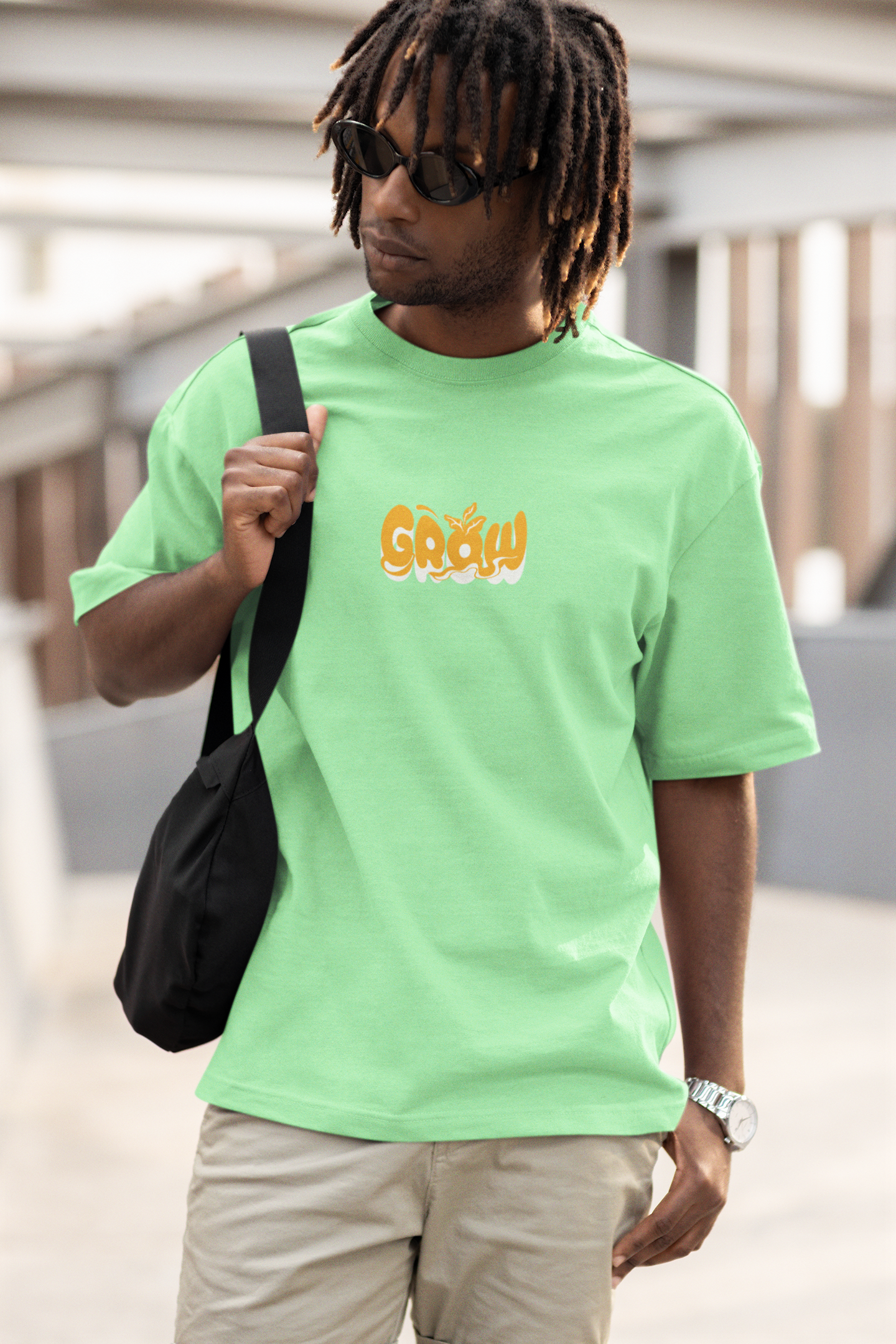 Stay Wild Fish Graphic Saga Green Unisex Oversized T-Shirt