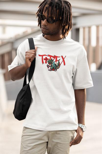 Tirex Unisex White Oversized T-Shirt Minimal Streetwear Tee