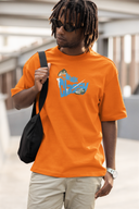 Classy Walk Half Sleeve Orange Oversized T-Shirt for Men by Hello Swanky