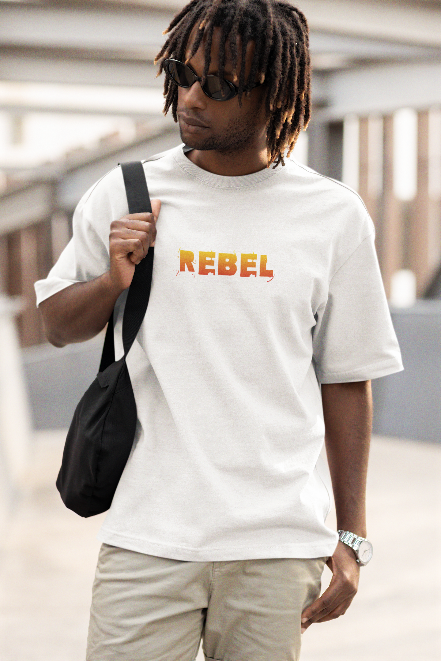 Rabel Oversized T-Shirt for Men White Half Sleeve Casual Tee