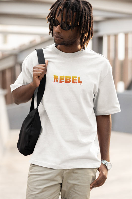 Rabel Oversized T-Shirt for Men White Half Sleeve Casual Tee
