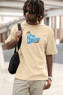 Classy Walk Half Sleeve Beige Oversized T-Shirt for Men by Hello Swanky