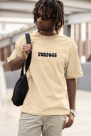 Created With a Purpose Half Sleeve Beige Oversized T-Shirt for Men by Hello Swanky