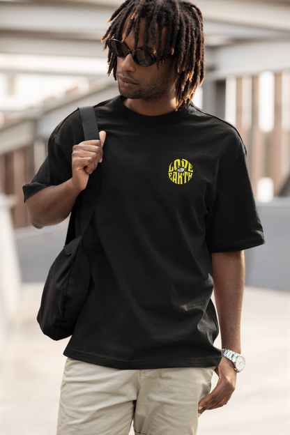 Love earth unisex black oversized t-shirt - s