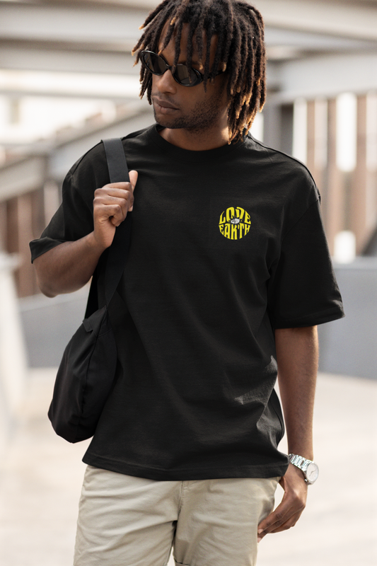 Love earth unisex black oversized t-shirt - s