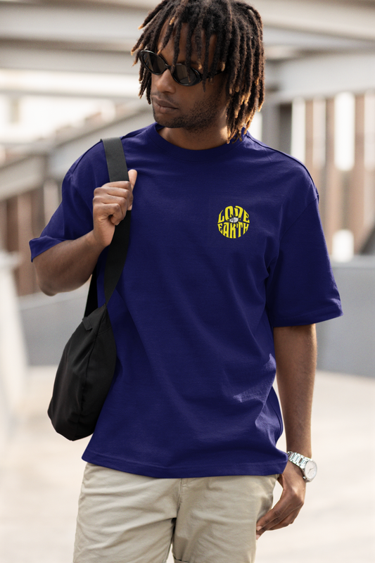 Love earth unisex navy blue oversized t-shirt - s