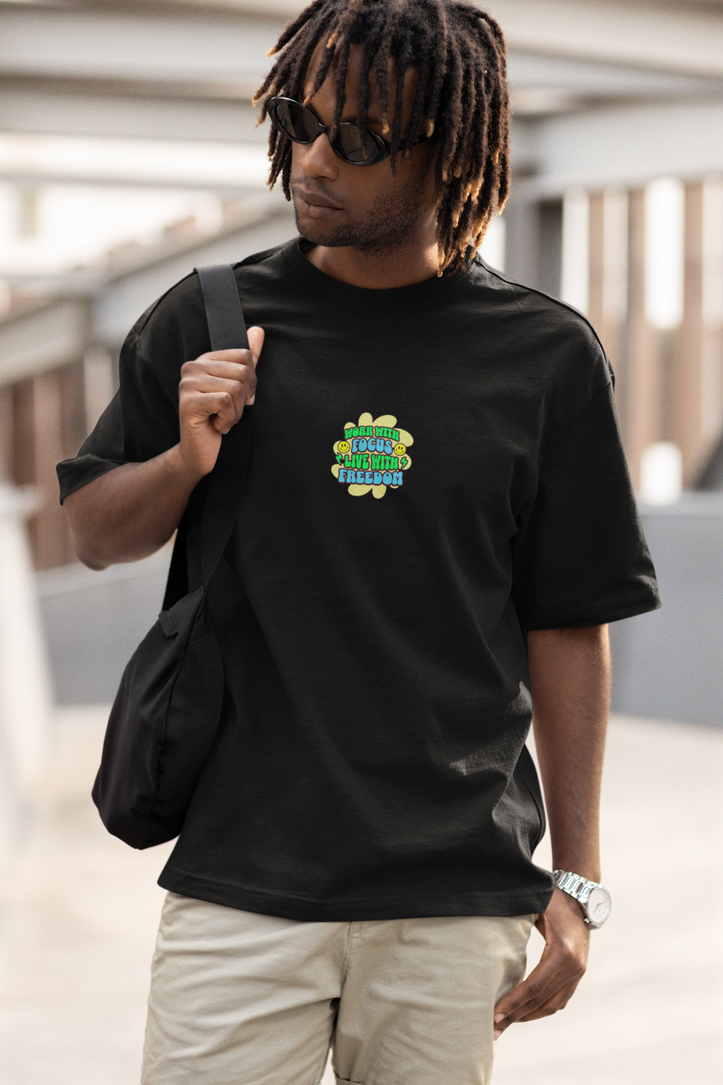 Live with freedom unisex black oversized t-shirt