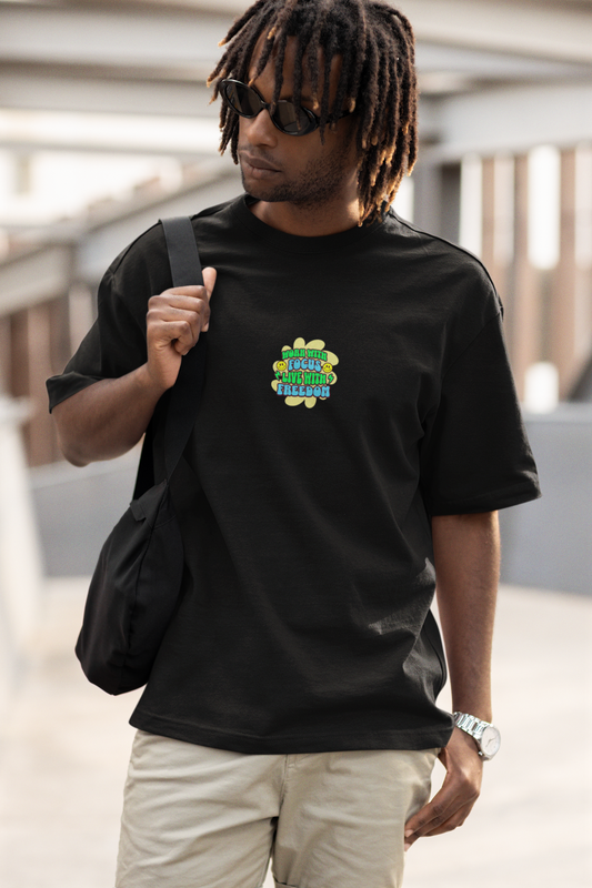 Live with freedom unisex black oversized t-shirt
