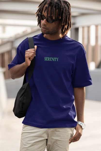 Serenity unisex navy blue oversized t-shirt - s