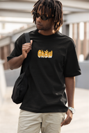 Stay Wild Half Sleeve Black Oversized T-Shirt for Men by Hello Swanky